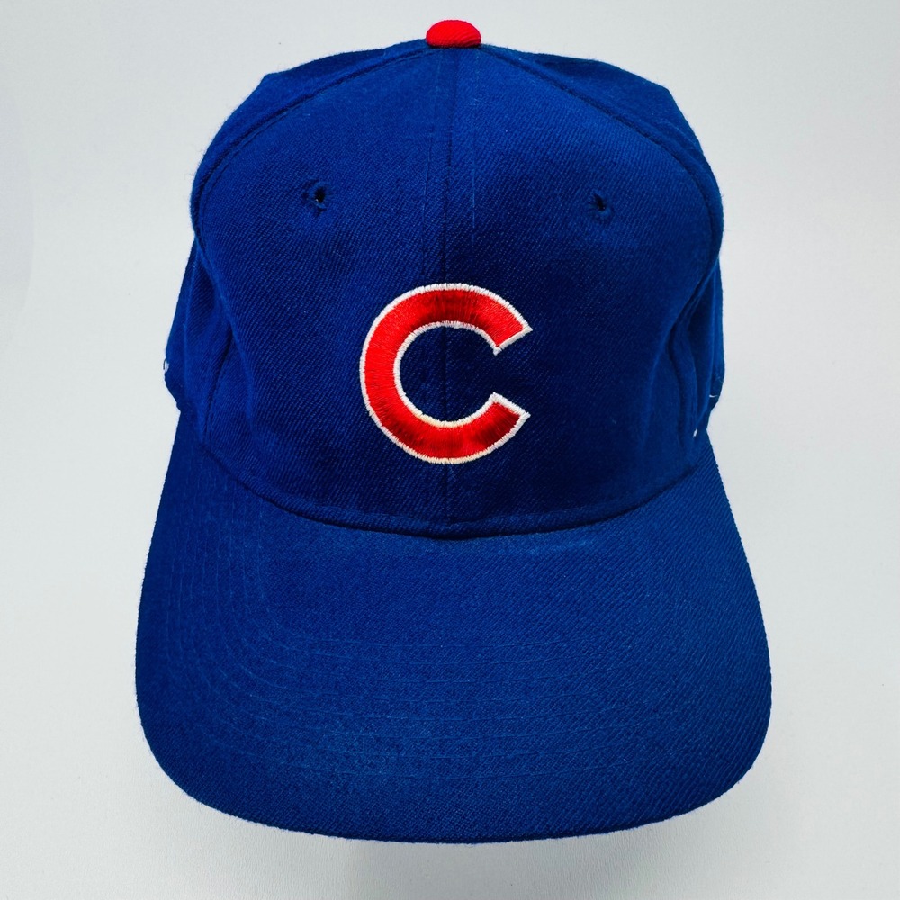 VTG Chicago Cubs Baseball Hat 7 1/4 Blue Red C Logo Sports Specialties 100% Wool